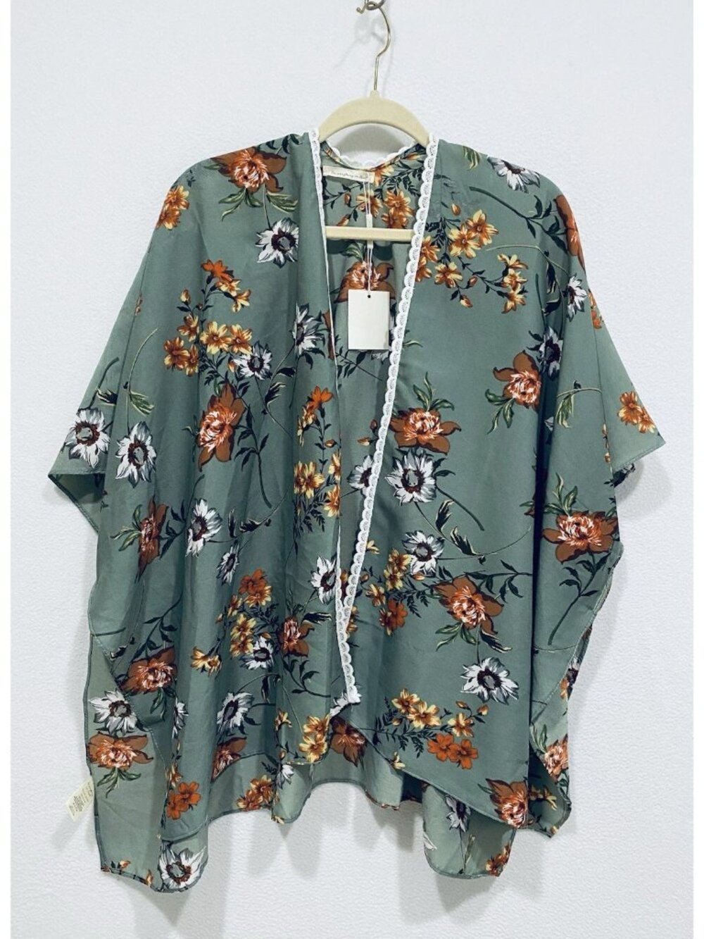 Anthropologie Do Everything in Love Top Womens One Size Boho Blue Floral Kimono